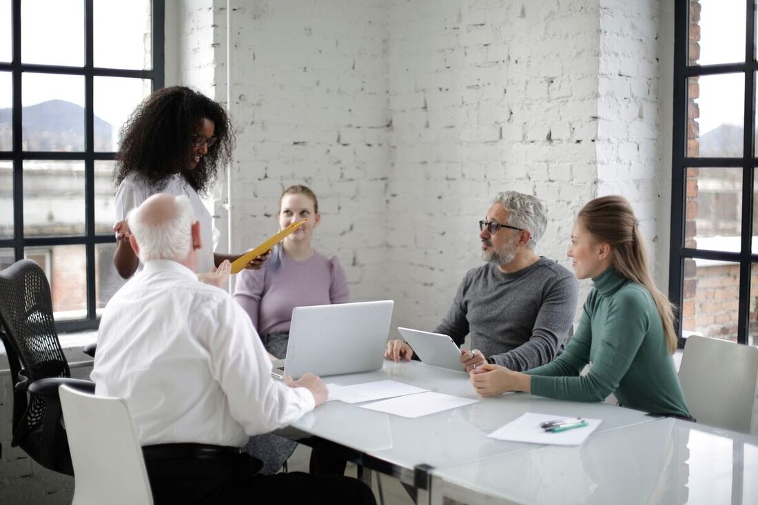 A corporate team collaborating in a modern Nashville office