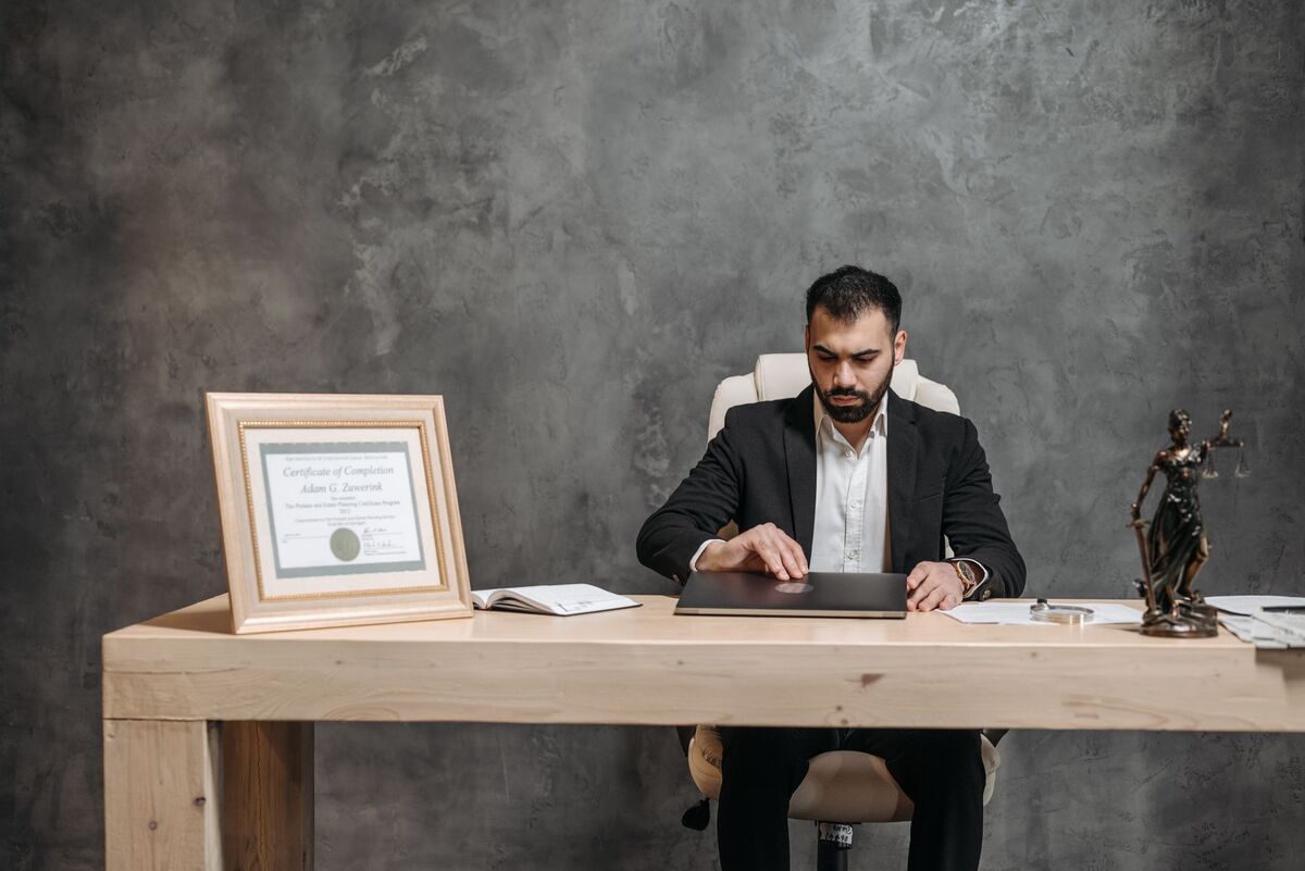 Attorney credentials and case files at a Nashville law office