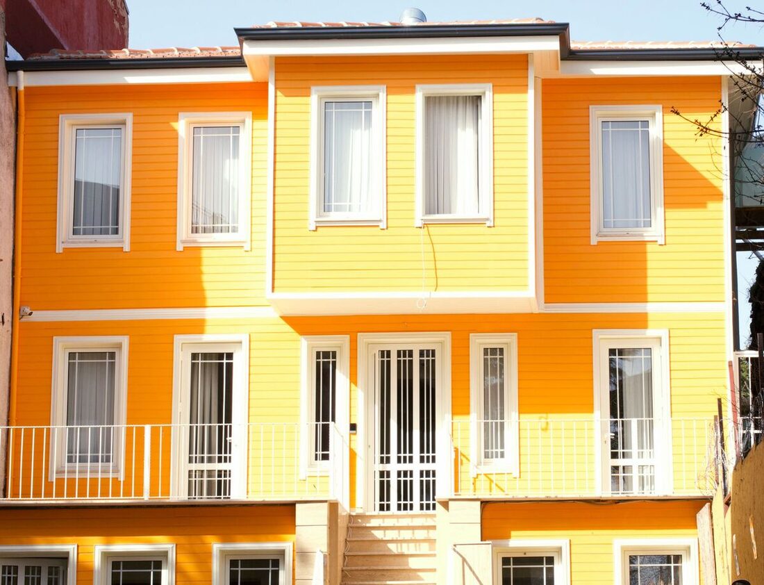 Freshly painted bright exterior house facade in Nashville